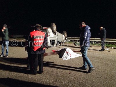 Un'immagine dell'incidente in cui ha perso la vita il giovane di Ottana