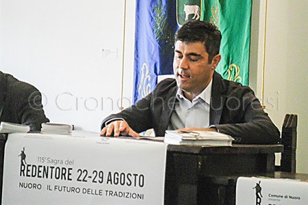 Il Sindaco Andrea Soddu durante la conferenza dell 115° Sagra del Redentore