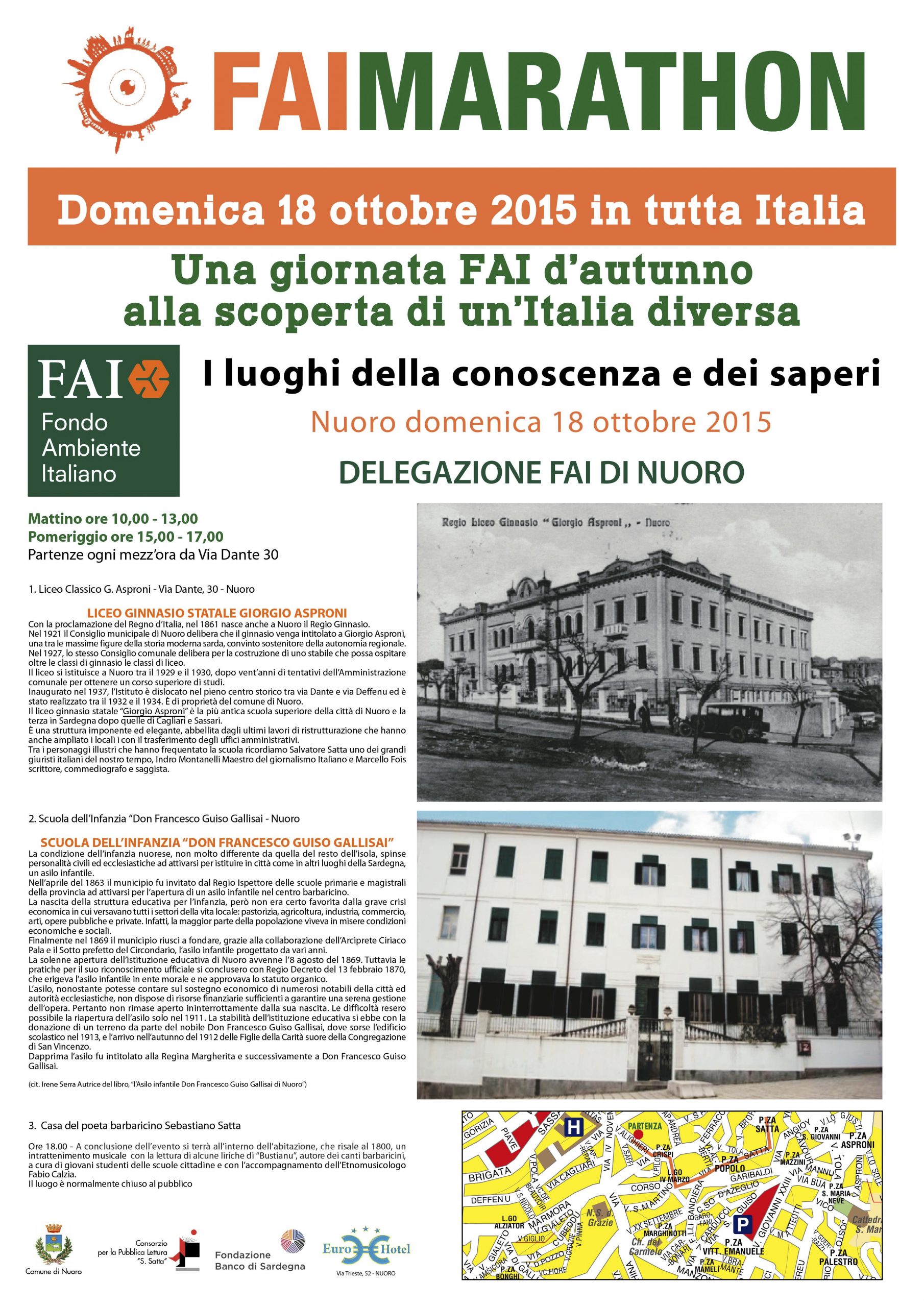 FAI: domenica si potrà effettuare la visita al liceo Asproni e alla Scuola d'infanzia "Don Francesco Guiso Gallisai"