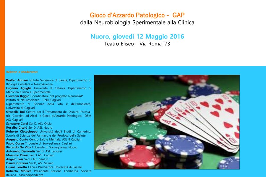 Il 12 Maggio convegno a Nuoro sul gioco d’azzardo patologico