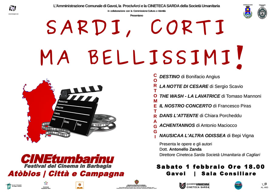 Sabato 1° Febbraio a Gavoi “Sardi, Corti ma bellissimi!”, serata speciale del festival CineTumbarinu