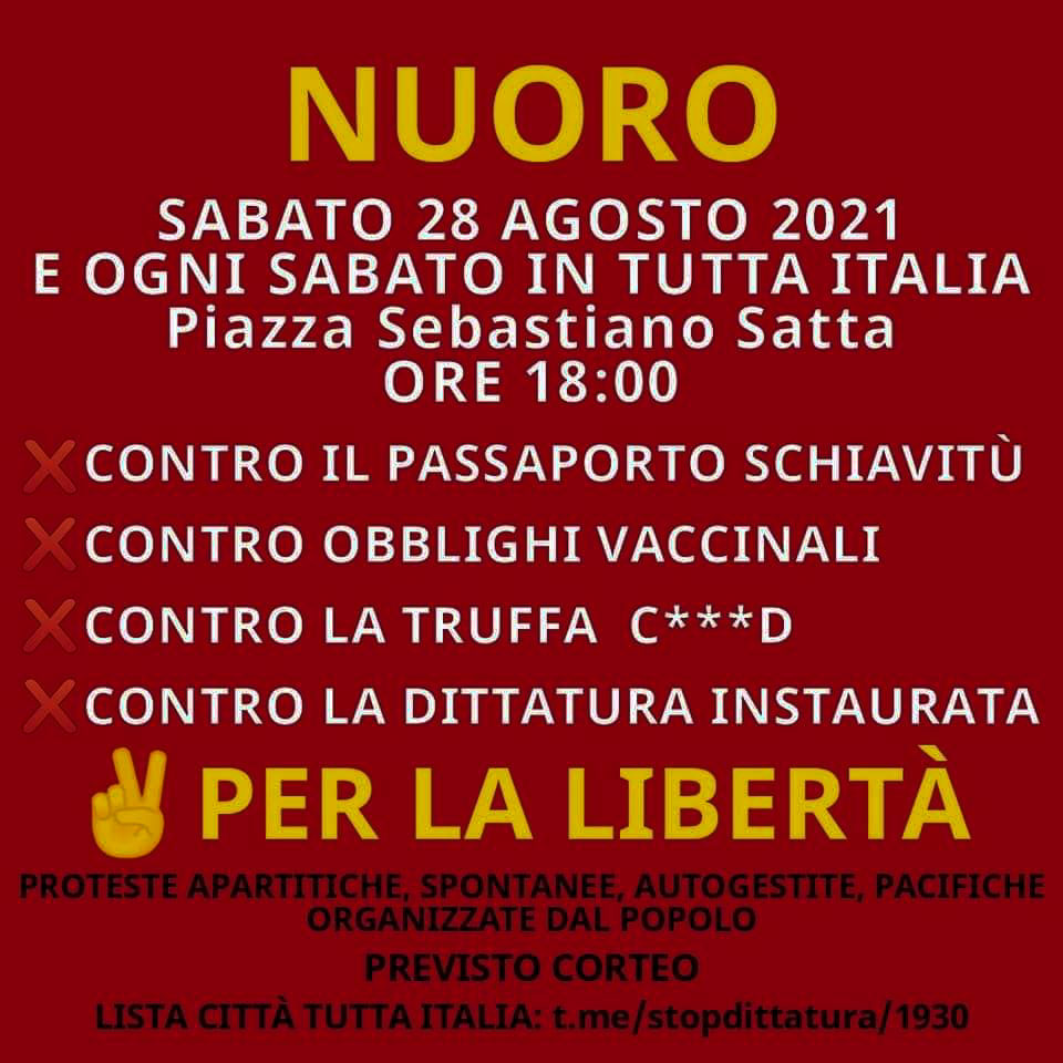 Il popolo del “no green pass” scende in piazza anche a Nuoro