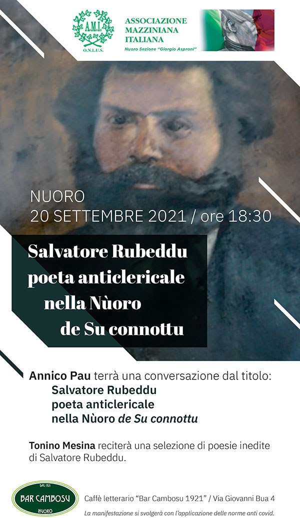 Nuoro. Stasera l’evento: Salvatore Rubeddu poeta nella Nuoro de Su connottu