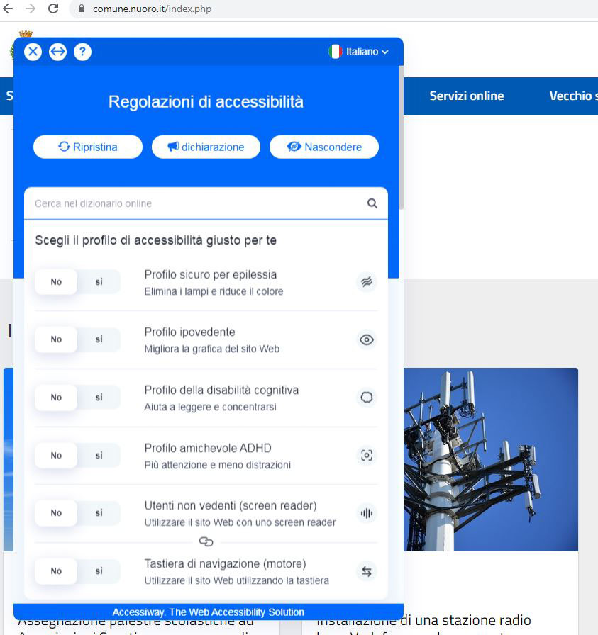 Il sito del comune di Nuoro accessibile alle persone con disabilità