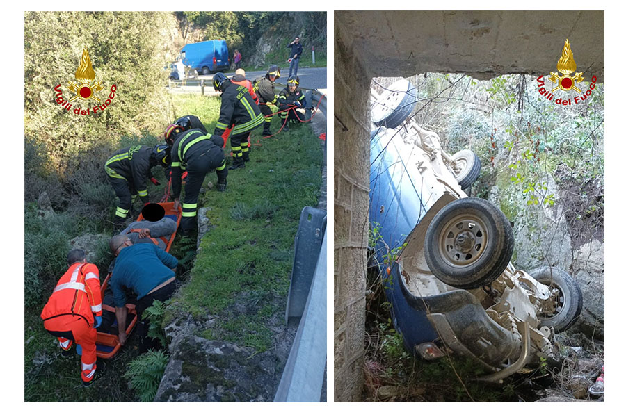 Nuoro. Perde il controllo dell’auto e precipita sotto un ponte: illeso