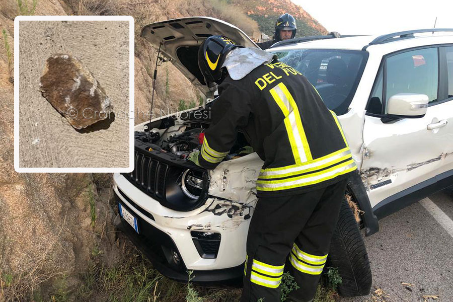 Tragedia sfiorata a Nuoro: un masso si stacca da un costone, centra una Jeep e ferisce il conducente