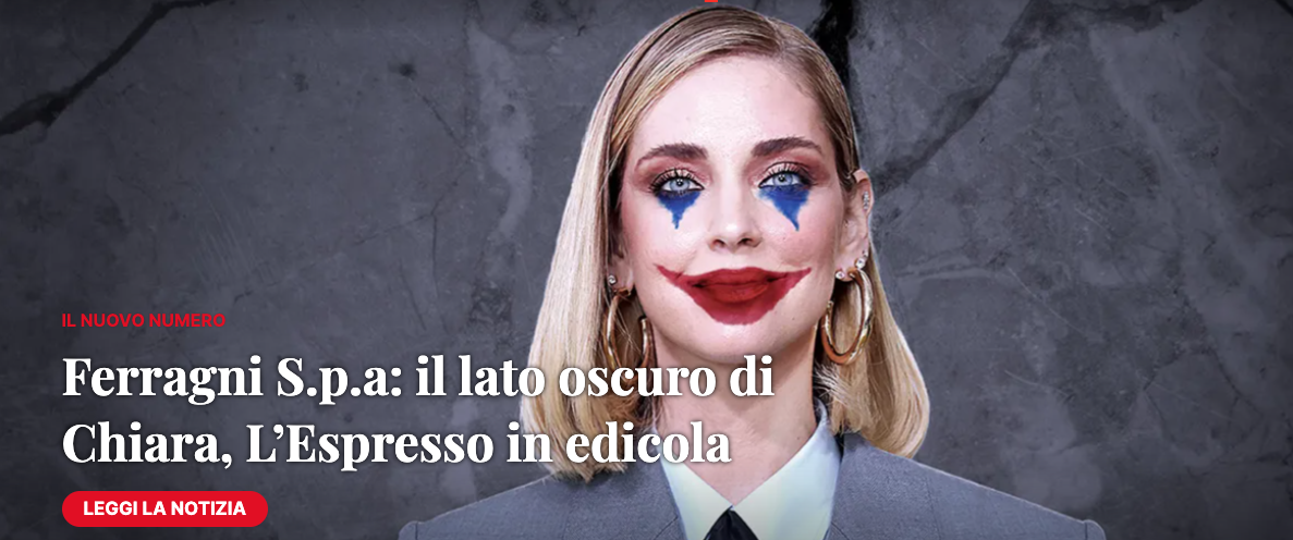 Sembianze da Joker sulla copertina del giornale: Chiara Feragni querela l’Espresso