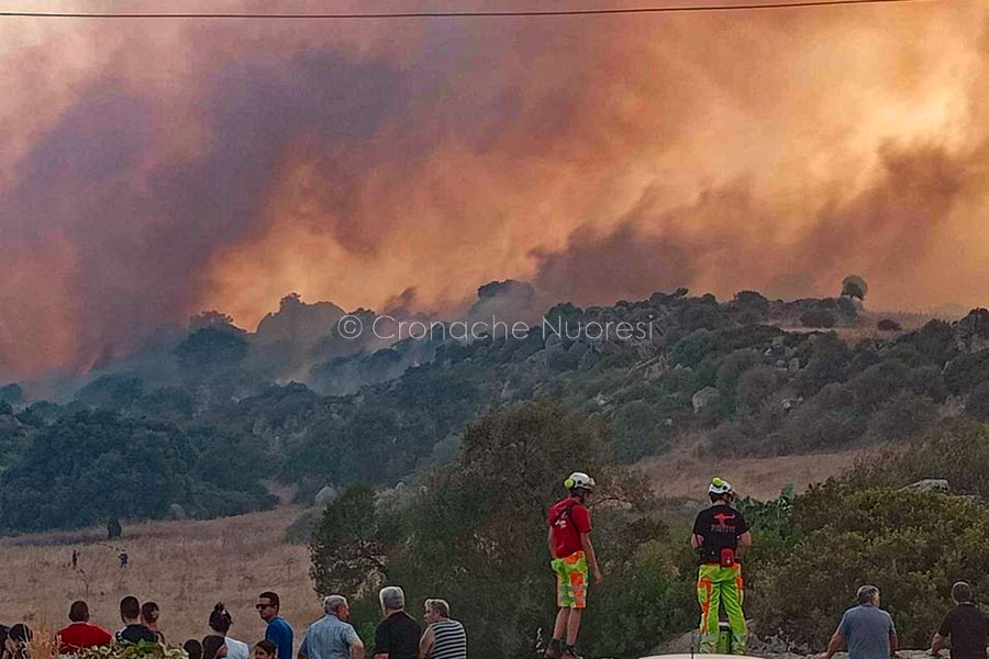 Inferno di fuoco nel Nuorese: le fiamme minacciano l’abitato di Orotelli