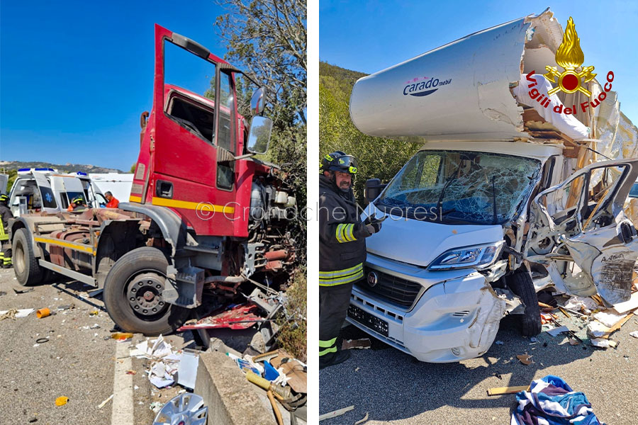 Frontale camper-camion tra Olbia e Arzachena: gravi due ragazzini, un uomo in Rianimazione