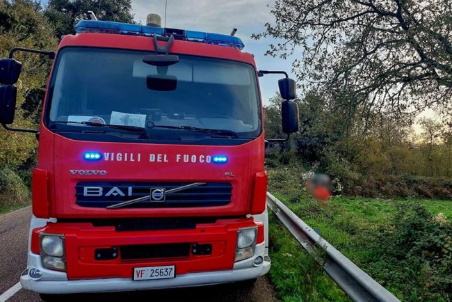 La scena dell'incidente (foto VVF)