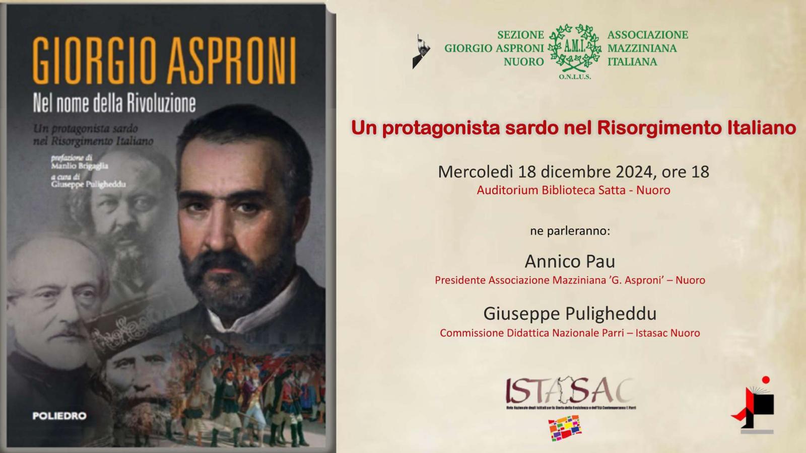 Giorgio Asproni, un protagonista sardo del Risorgimento italiani: se ne parla domani alla Satta